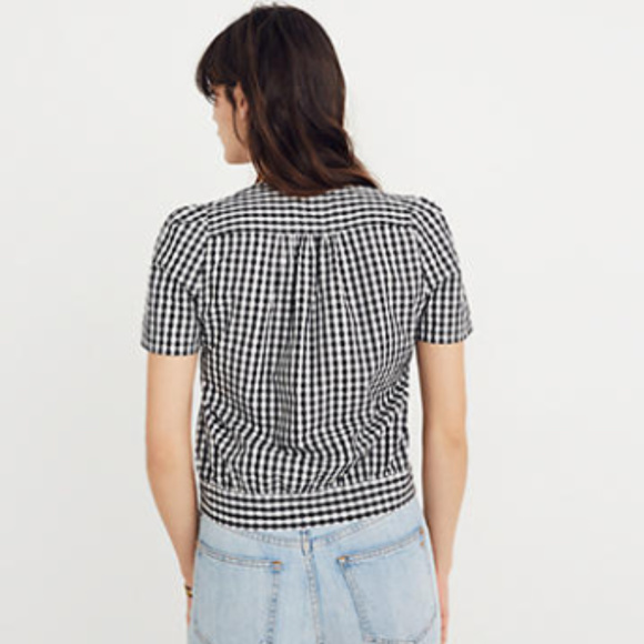 Adorable MADEWELL Short-Sleeve Wrap Top in Gingham - Picture 3 of 7